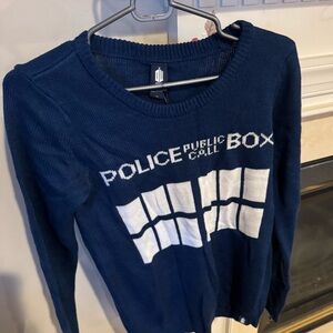 NWT Hot Topic women's Dr Who sweater, blue, small